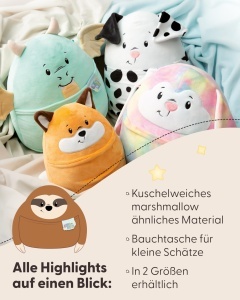 Plush NICI Chill Sloth 30cm Material moale si pufos Design cu buzunar ascuns - Img 4