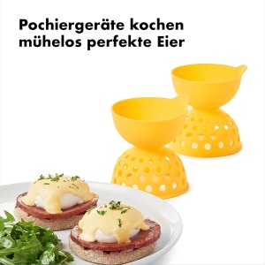 Pochier de oua OXO Good Grips, set 2 bucati, silicon BPA-free, galben - Img 3