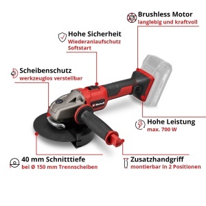 Polizor unghiular fara fir Einhell AXXIO 18150, 18V, 700W, disc 150 mm - Img 3