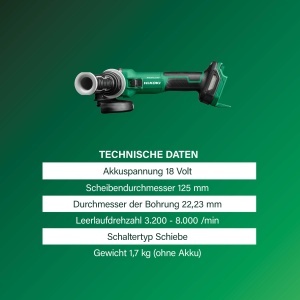 Polizor unghiular HiKOKI G1813DVEW4Z, 18V, 125 mm, motor fara perii - Img 3