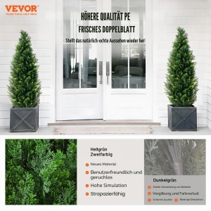 Pom de Zeda Artificial VEVOR SM-BS-120, 121,9 cm, 2 Bucati, Verde - Img 2