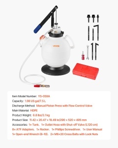Pompa de ulei VEVOR YS-059A, 7,5 L, manuala, cu 8 adaptoare - Img 7