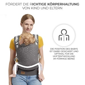 Port-bebe Kinderkraft NINO, Ergonomic, din Bumbac, pentru Sugari si Copii, Gri - Img 3