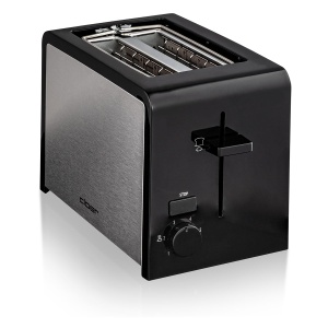 Prajitor de paine Cloer 3210, 825 W, pentru 2 felii de paine prajita, accesoriu de chifla integrat, dispozitiv de ridicare, sertar pentru firimituri, termoizolat, otel inoxidabil, negru - Img 5