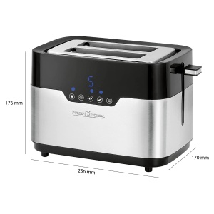 Prajitor de paine ProfiCook PC-TA 1170 cu 2 felii, senzor tactil, atasament pentru role, sertar pentru firimituri, functie de centrare, 7 niveluri de rumenire, otel inoxidabil negru - Img 9