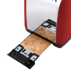 Prajitor de paine Russell Hobbs [pentru 2 felii] Culori Plus otel inoxidabil Rosu (fante de paine prajita foarte largi, inclusiv atasament pentru chifle, 6 niveluri de rumenire + functie de dezghetare, functie lift & look, 1600W) 26554-56 - Img 5