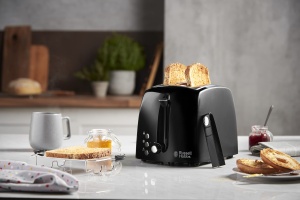 Prajitor de paine Russell Hobbs [pentru 2 felii] Textures+ (fante pentru paine prajita foarte largi, inclusiv atasament pentru chifle si clesti de paine prajita integrate, 6 niveluri de rumenire + functie de dezghetare si reincalzire, 850W) 22601-56 - Img 2