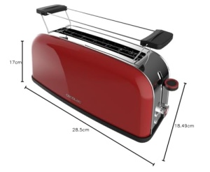 Prajitor de paine vertical Cecotec cu 1 fanta lunga Toastin time 850 rosu lung 850 W 2 felii de paine fanta lata de 38 cm atasament pentru chifle si t - Img 12