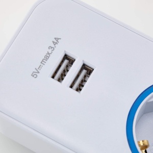 Prelungitor Blaupunkt 4 prize Schuko 2 porturi USB 2 metri alb protectie suprasarcina - Img 5