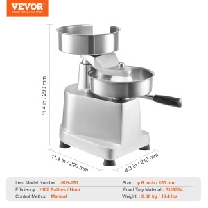 Presa comerciala pentru burgeri VEVOR - Hamburger Copy Maker 15 cm, cu 2 pachete de hartie pentru hamburgeri, presa profesionala pentru hamburgeri din otel inoxidabil, perfecta pentru chiftelute de burger Accesorii pentru gratar de gatit - Img 7