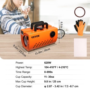 Presa de sublimare VEVOR 620W pentru cani 11-30 oz culoare negru tehnologie inovatoare - Img 7