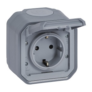 Priza de exterior Legrand Plexo New, 16A, 250V, IP44, gri