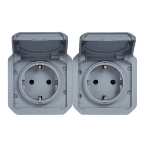 Priza dubla Legrand Plexo New 069576L IP44-IP55 gri cu protectie la atingere - Img 3