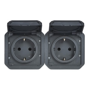 Priza dubla Legrand Plexo New 069879L IP44IP55 Anthracit protectie impotriva umezelii - Img 3