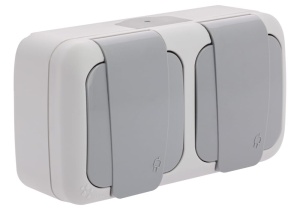 Priza dubla rezistenta la apa SIEMENS 2P T, gri, IP 54