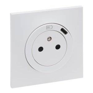 Priza electrica Legrand Neptune cu USB-C, 2PT, alba, design robust
