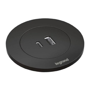 Priza incorporabila Legrand Incara Disq 60, USB AC, 15W, Negru