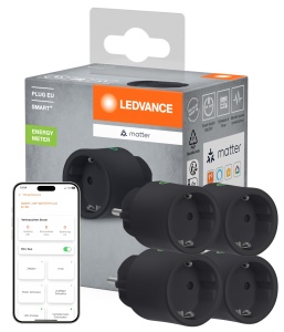 Priza inteligenta LEDVANCE SMART Indoor, 2300W, WiFi, negru, set 4 buc.