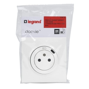 Priza Legrand Dooxie 95016 cu incarcator USB-C montaj aplicat culoare alba