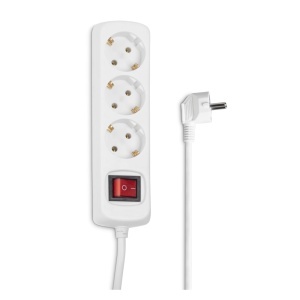 Priza multipla Hama 3-faceri, 1.4m, cu buton de economisire energie, alba