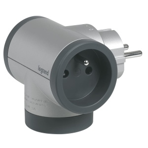 Priza multipla Legrand cu 4 prize rotative, USB Type-A si Type-C, aluminiu, gri inchis