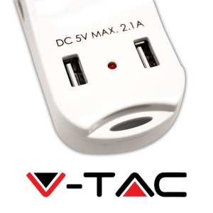 Priza multipla V-TAC cu 3 prize 2 USB, 16 A, alb - Img 7