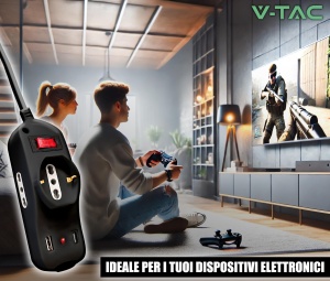 Priza multipla V-TAC cu USB-C 20W, USB-A, 3 prize, neagra - Img 7