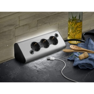 Priza multipla WMF Ambient Multi-Stecker Pro Cromargan 3 prize 2 USB Lumina ambientala - Img 2
