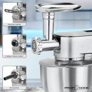 ProfiCook PC-KM 1189 Masina de Framantat 3in1 1500W Bol 67L Mixer din Sticla 15L Accesoriu pentru Carne - Img 7