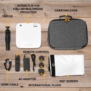 Proiector multimedia Kodak FLIK X10 Full HD, 1080p, 150 ANSI Lumen, kit complet - Img 2