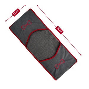 Prosop Microfibra Dirt Devil pentru Caini si Pisici, 78x32 cm, Saugativ, GriRosu - Img 3
