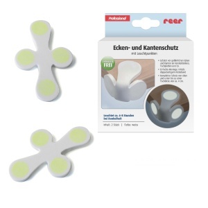 Protectie colturi si margini pentru copii reer, 2 bucati, alb, noapte luminoasa