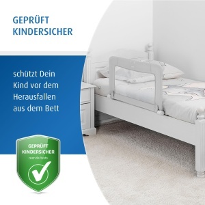 Protectie pentru pat Reer ByMySide, 100x50 cm, gri, cu functie de pliere - Img 2