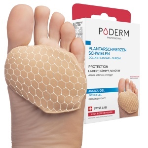 Protectie pentru talpa piciorului Poderm Ballenpolster, cu gel brevetat cu arnica, reutilizabil, 2 bucati