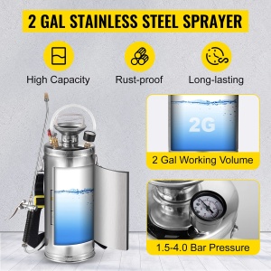 Pulverizator din otel inoxidabil VEVOR 8 l, pentru gradinarit, gradinarit, curatarea casei si podelelor, potrivit pentru nevoile actuale ale industriei, agriculturii, comertului, medicinei etc - Img 2