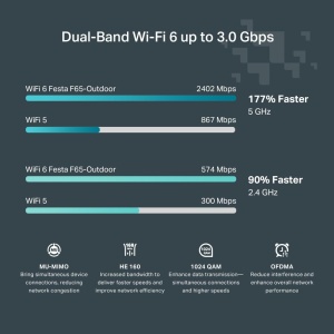 Punct de acces WiFi exterior TP-Link Festa F65, 3000 Mbps, IP67, PoE - Img 6