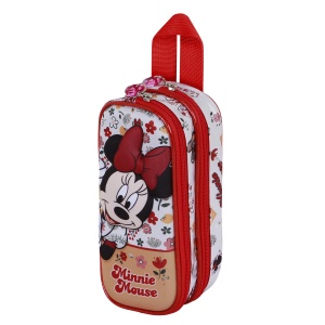 Punguta pentru creioane Disney Minnie Maus, 2 compartimente, rosu, 22 x 10 cm