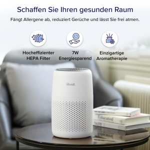 Purificator de aer Levoit pentru persoanele care sufera de alergii cu aromoterapie, filtru de aer HEPA impotriva mucegaiului, prafului si parului animalelor de companie de pana la 0,3 mm pentru dormitor, economie de energie de 7 wati, 3 viteze, alb - Img 2