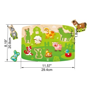 Puzzle copii Hape E1408 Bauernhof tematica ferma piese usor de manevrat - Img 2