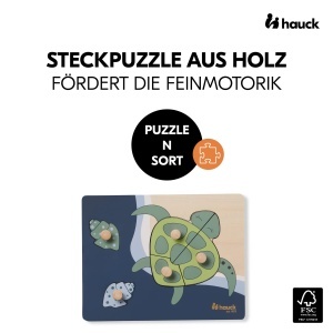 Puzzle din lemn hauck pentru copii, 1 an, forme de animale, design prietenos - Img 2