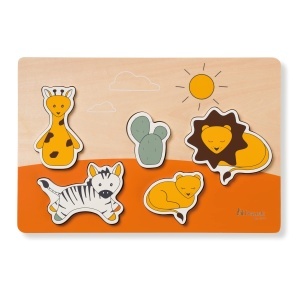 Puzzle din lemn hauck Safari pentru copii 1 ani forme animale din lemn certificat FSC