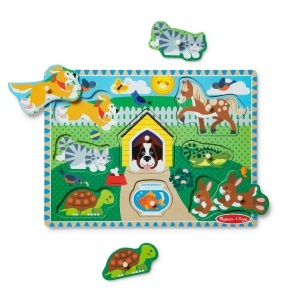 Puzzle din lemn pentru copii Melissa Doug, animale de companie, 8 piese, 2 ani