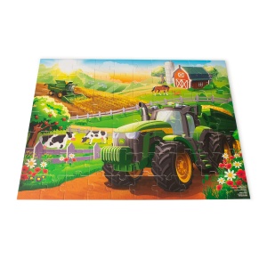 Puzzle John Deere 70 piese pentru copii, animale, culori naturale