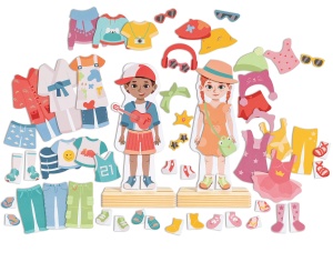 Puzzle magnetic de imbracaminte, inclusiv baza din lemn, set creativ