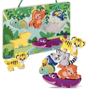 Puzzle magnetic Ravensburger 4872 din lemn model Jungla 6 piese pentru copii 1 ani