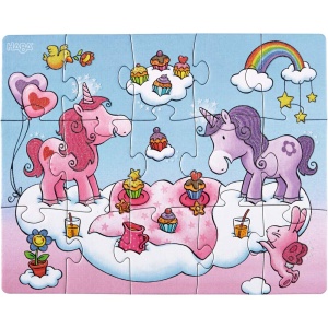 Puzzle-uri HABA Einhorn Glitzergluck 3 Piese cu 12, 15 si 18 Elemente Ideal pentru Copii 3 - Img 4