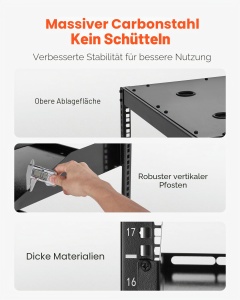 Rack Server VEVOR SPT-504-20A, 20U, 585 mm, cu 4 Posturi, pentru IT si AV - Img 3