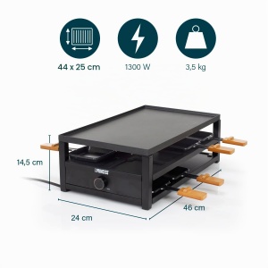 Raclette Princess Black Steel 162655 8 persoane, 1300W, suprafata 44 x 25 cm - Img 3