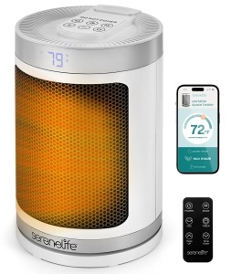 Radiator electric SereneLife 1500W, Wi-Fi, telecomanda, termostat, timer 12 ore