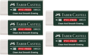 Radier de cauciuc Faber-Castell 7081 N, PVC-free, 5 bucati, alb